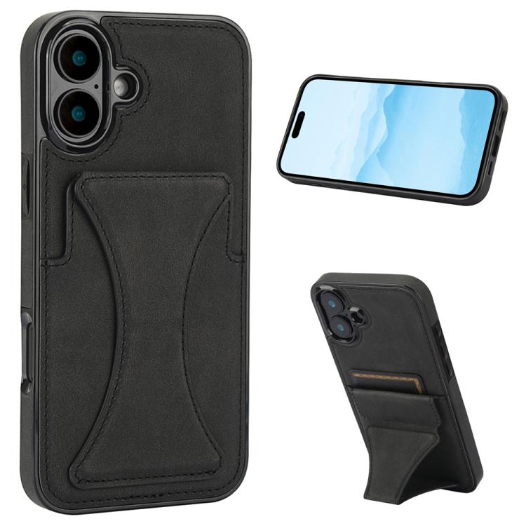 For iPhone 17 Ultra-thin Shockproof Phone Protective Case with Holder(Black)