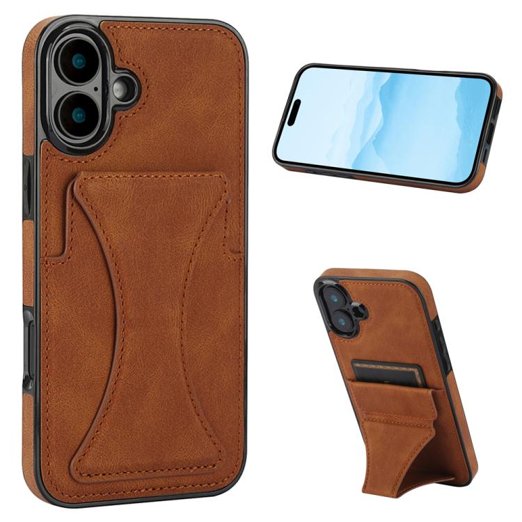 For iPhone 17 Ultra-thin Shockproof Phone Protective Case with Holder(Brown)