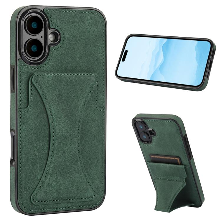 For iPhone 17 Ultra-thin Shockproof Phone Protective Case with Holder(Green)