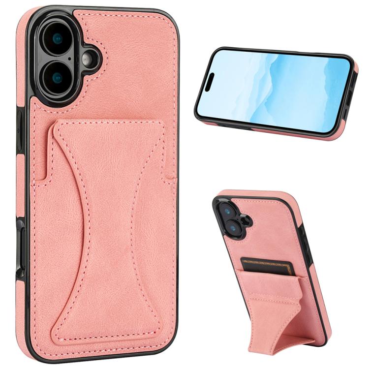 For iPhone 17 Ultra-thin Shockproof Phone Protective Case with Holder(Rose Gold)