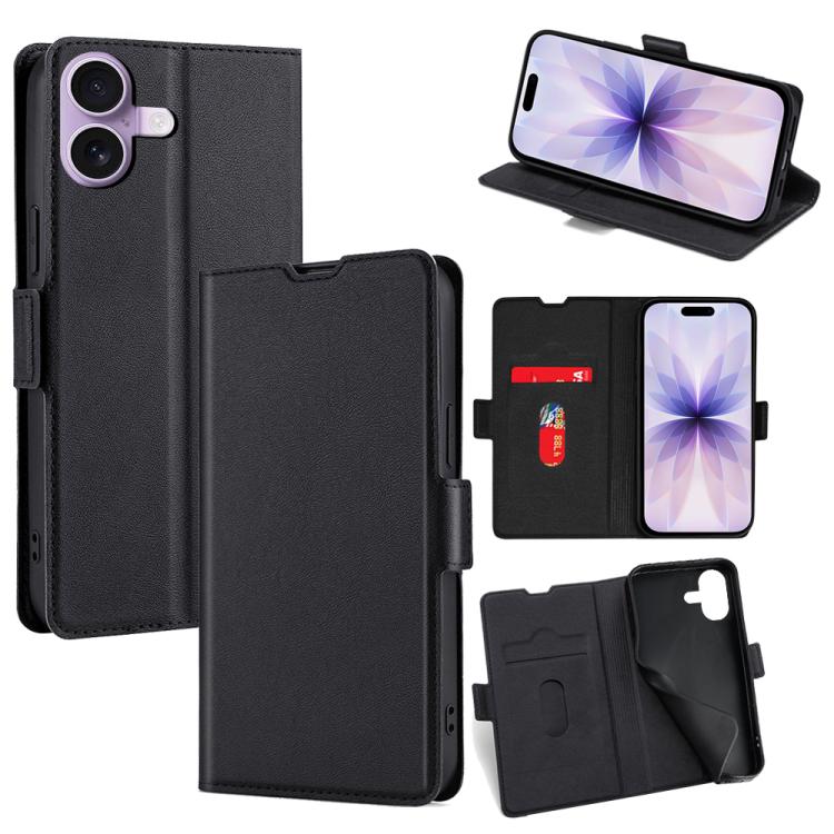 For iPhone 17 Ultra-thin Voltage Side Buckle Horizontal Flip Leather Phone Case(Black)