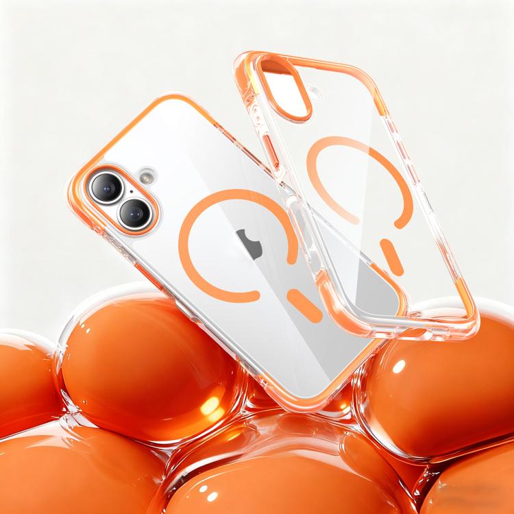For iPhone 17 Vacuum Airbag TPU + Acrylic Magnetic Shockproof Phone Case(Orange)