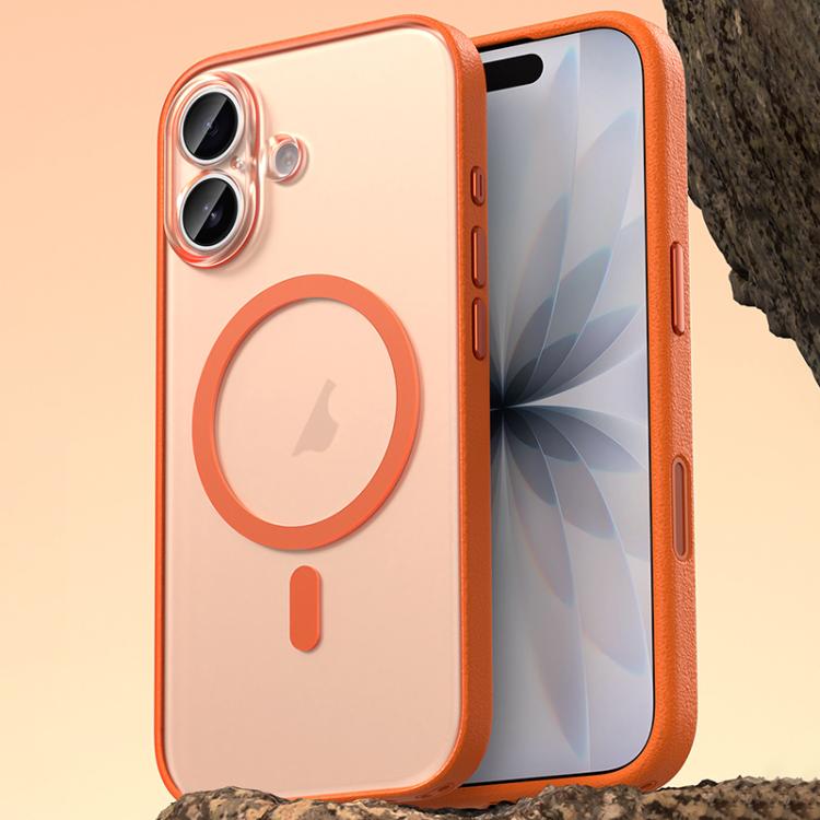 For iPhone 17 Vegan Leather Magnetic Phone Case(Orange)