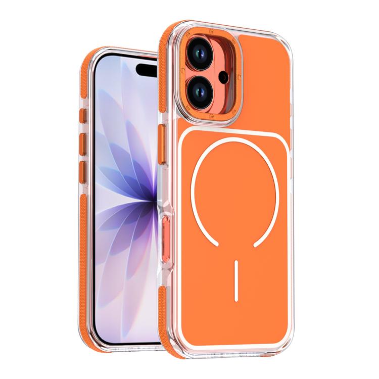 For iPhone 17 Vibrant Dual-color TPU + Acrylic Magnetic Phone Case(Orange)