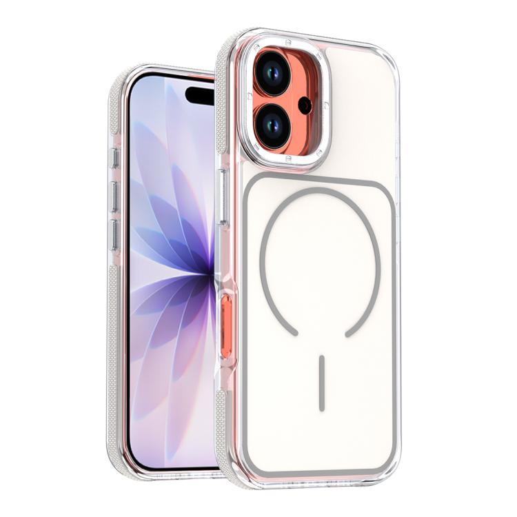 For iPhone 17 Vibrant Dual-color TPU + Acrylic Magnetic Phone Case(White)