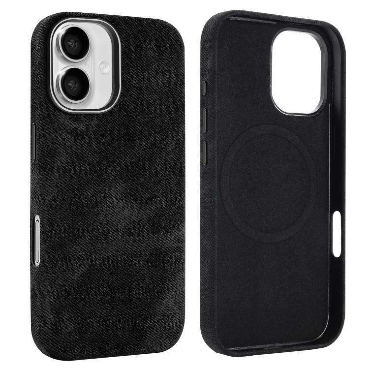 For iPhone 17 VIETAO Retro Denim Texture PU Leather MagSafe Phone Case(Black)