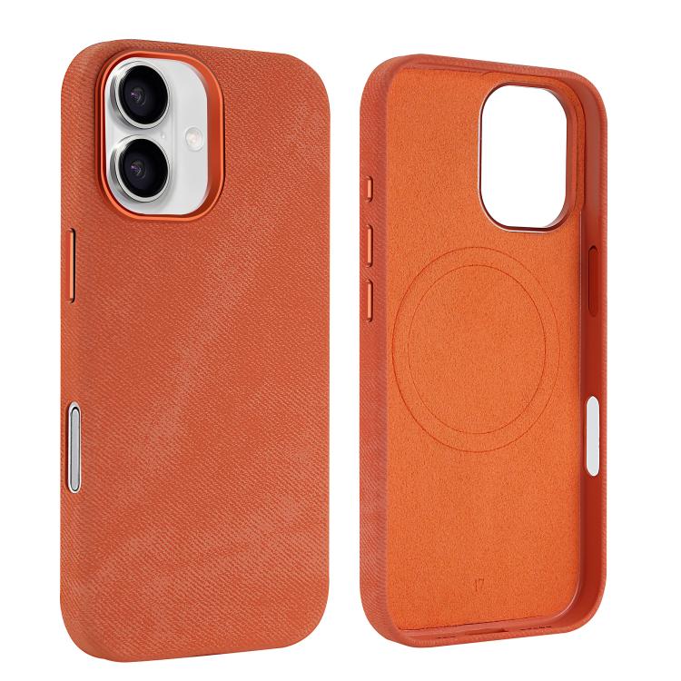 For iPhone 17 VIETAO Retro Denim Texture PU Leather MagSafe Phone Case(Orange)