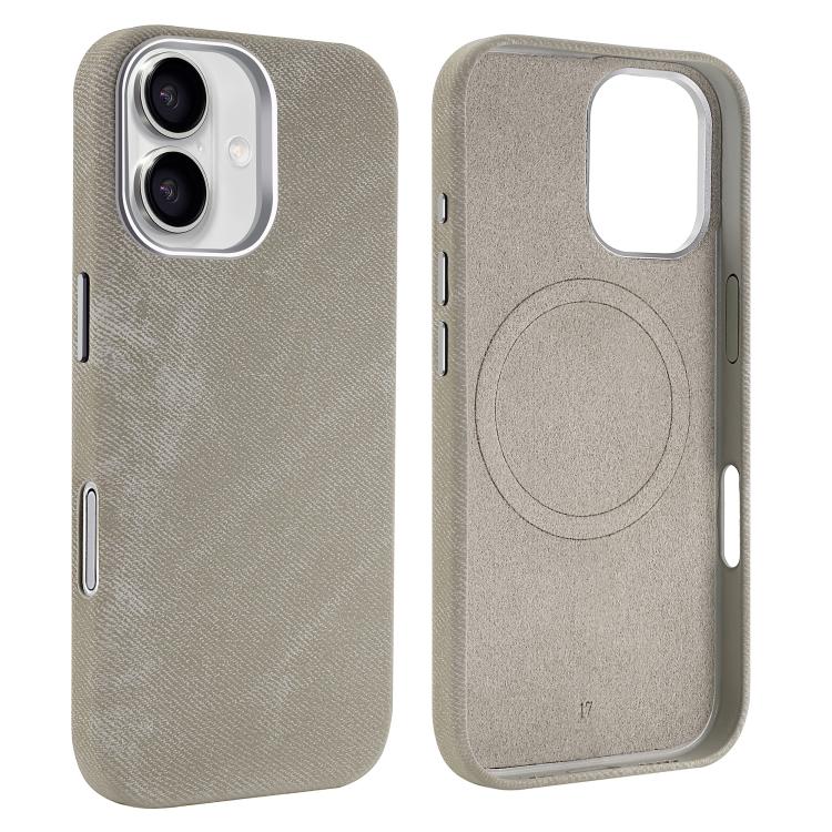 For iPhone 17 VIETAO Retro Denim Texture PU Leather MagSafe Phone Case(Silver Grey)