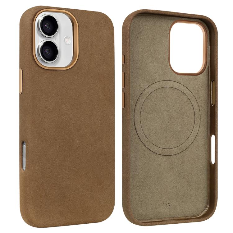 For iPhone 17 VIETAO Suede MagSafe PU Leather Phone Case(Dark Brown)