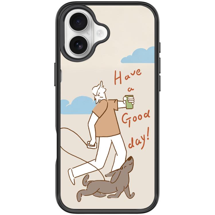 For iPhone 17 Walking Dog Pattern Magnetic Phone Case(Black)