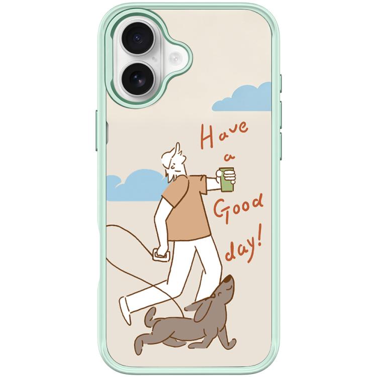 For iPhone 17 Walking Dog Pattern Magnetic Phone Case(Light Green)