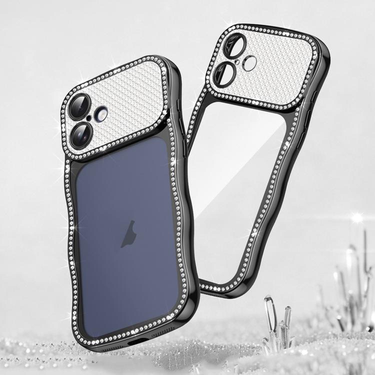 For iPhone 17 Wave Twisting Star Diamond Shockproof Electroplate TPU Phone Case(Black)