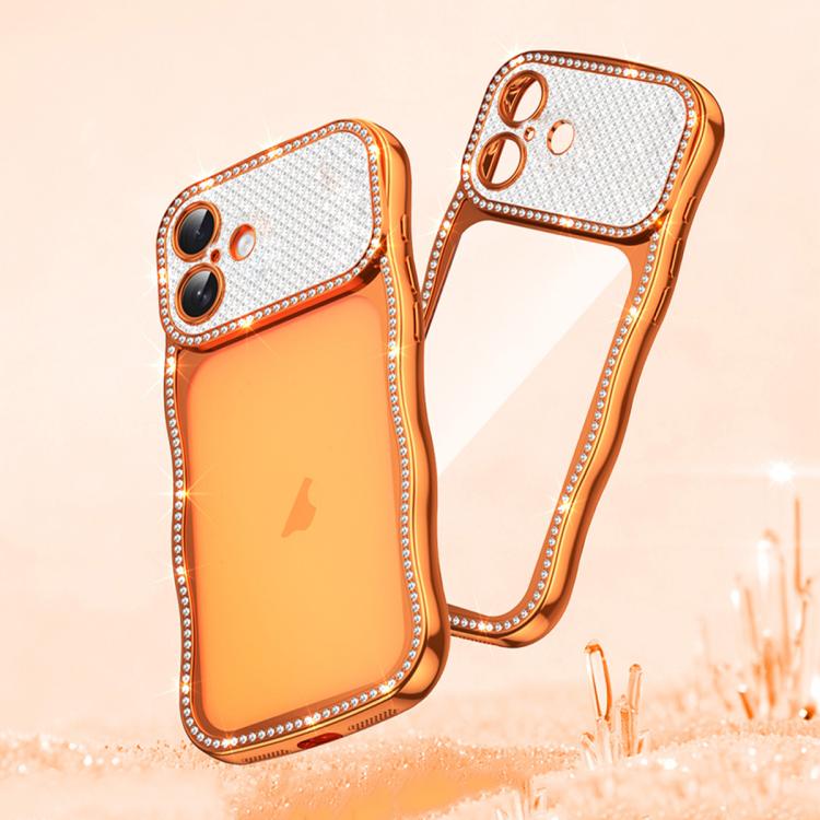 For iPhone 17 Wave Twisting Star Diamond Shockproof Electroplate TPU Phone Case(Orange)