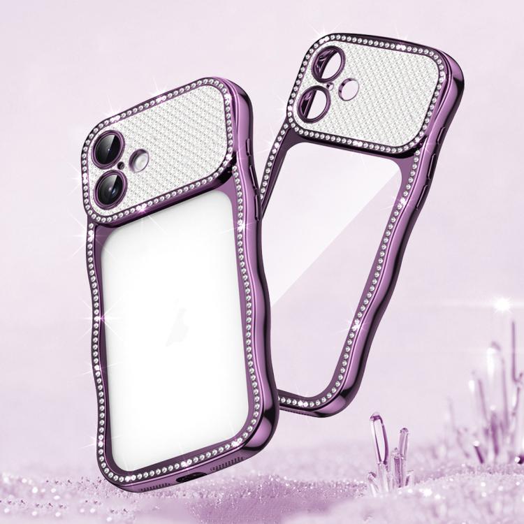 For iPhone 17 Wave Twisting Star Diamond Shockproof Electroplate TPU Phone Case(Purple)