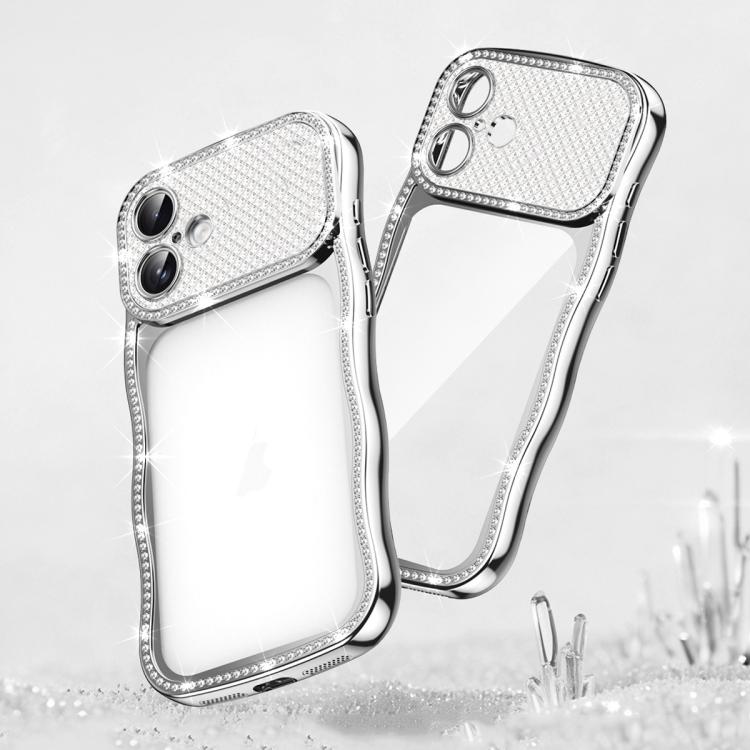 For iPhone 17 Wave Twisting Star Diamond Shockproof Electroplate TPU Phone Case(Silver)