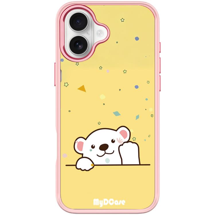 For iPhone 17 Waving Little Bear Pattern Magnetic Phone Case(Pink)