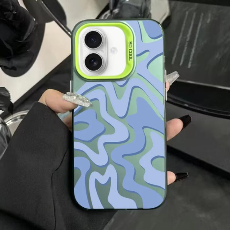 For iPhone 17 Wavy Stripes Pattern Frosted IMD 2-in-1 PC Phone Case(Black)
