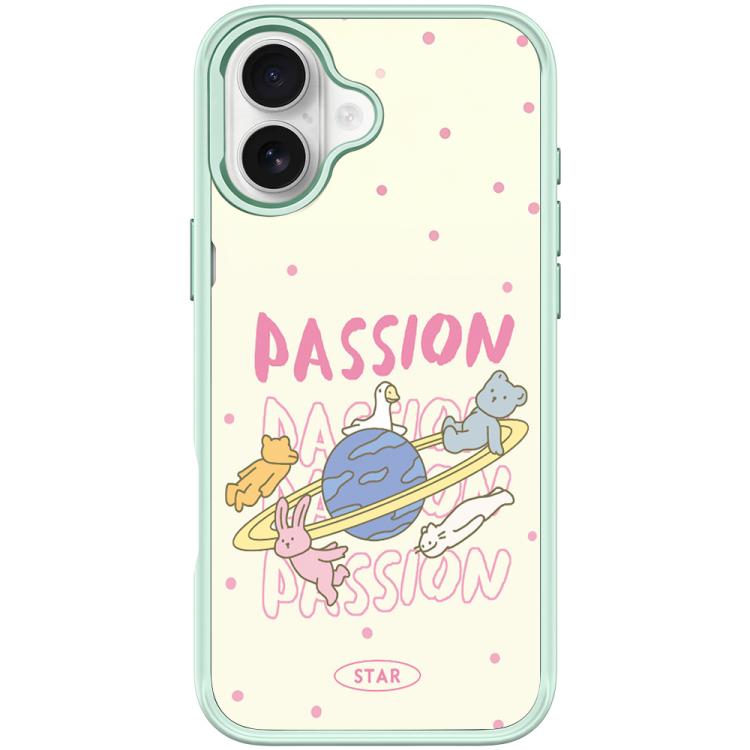 For iPhone 17 White Planet Pattern Magnetic Phone Case(Light Green)