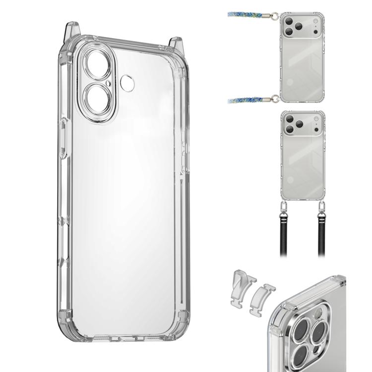 For iPhone 17 XDcase Candy DIY Detachable Lanyard Hole Shockproof Phone Case(Transparent)