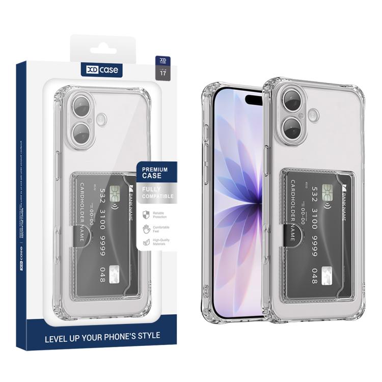 For iPhone 17 XDcase Clear TPU Card Slot Precision Hole Phone Case(Transparent)