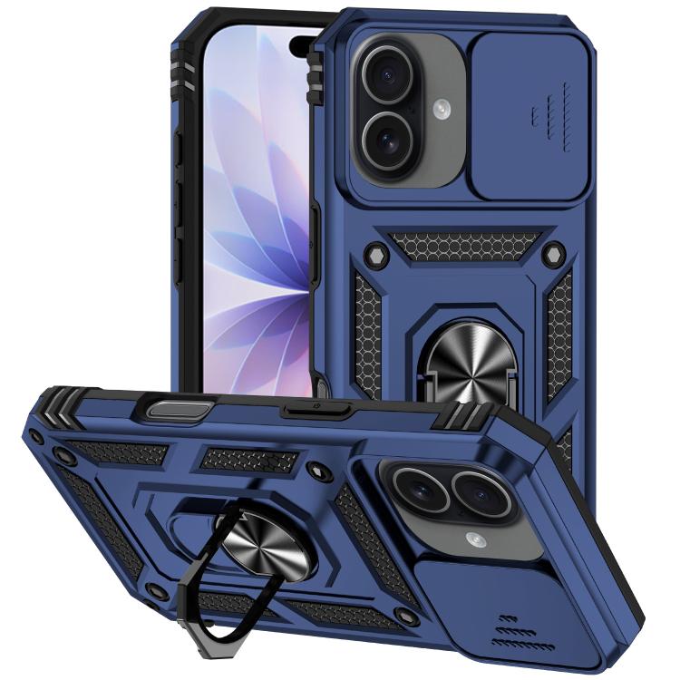 For iPhone 17 XDcase Sliding Camshield Ring Holder Magnetic Phone Case(Blue)