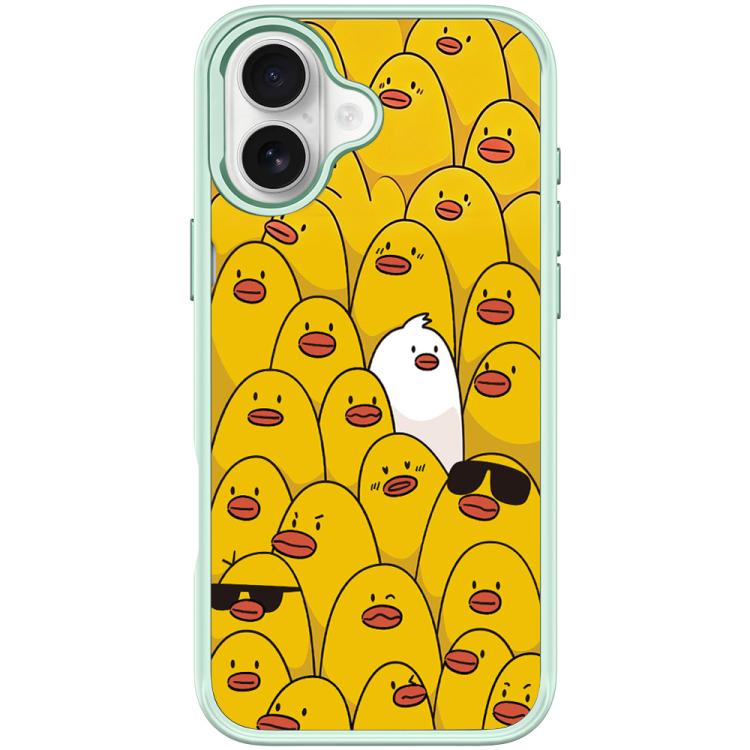 For iPhone 17 Yellow Duck Pattern Magnetic Phone Case(Light Green)