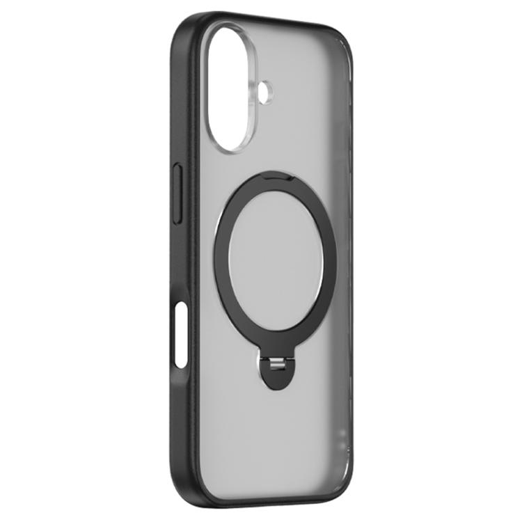 For iPhone 17 ZGA 360 Pivot Holder Magsafe PC Hybrid TPU Phone Case(Black)