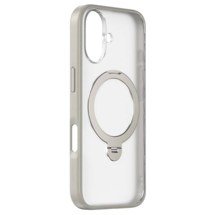 For iPhone 17 ZGA 360 Pivot Holder Magsafe PC Hybrid TPU Phone Case(Grey)