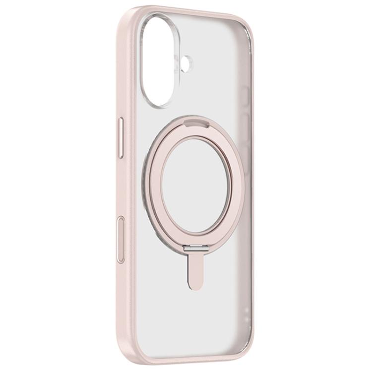 For iPhone 17 ZGA Feitian 360 Rotation Holder Magsafe PC Hybrid TPU Phone Case(Pink)