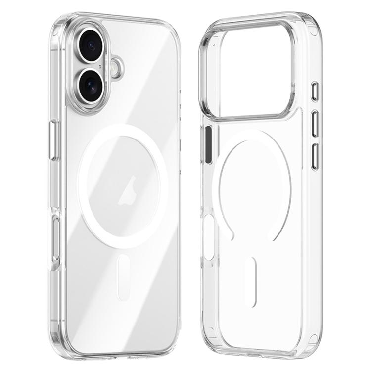 For iPhone 17 ZGA Magsafe Metal Buttons Clear PC Hybrid TPU Phone Case(Transparent)