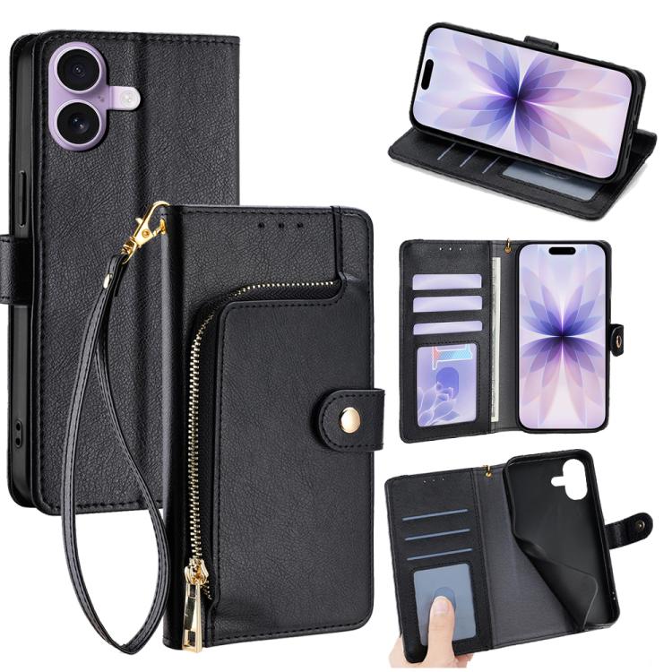 For iPhone 17 Zipper Bag Leather Phone Case(Black)
