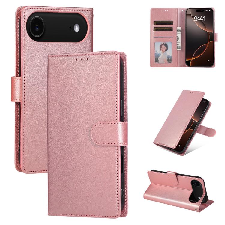 For iPhone Air 3-Card Slots Multifunctional Leather Phone Case(Rose Gold)