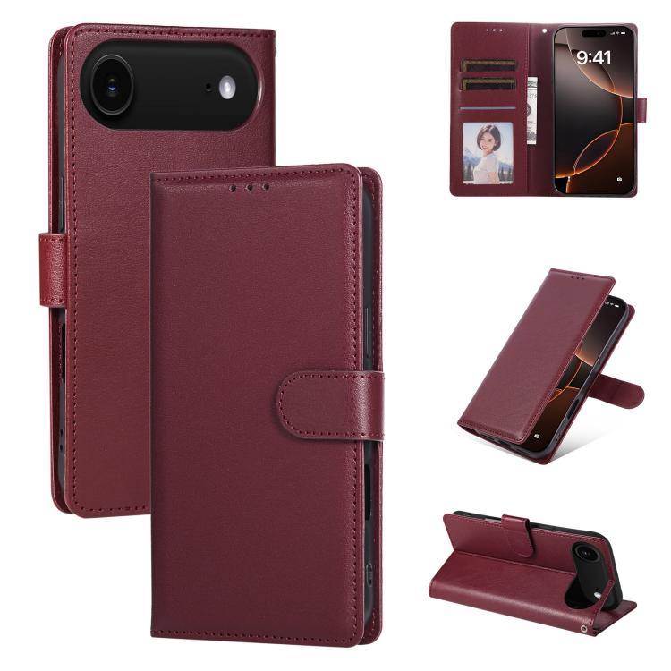 For iPhone Air 3-Card Slots Multifunctional Leather Phone Case(Wine Red)
