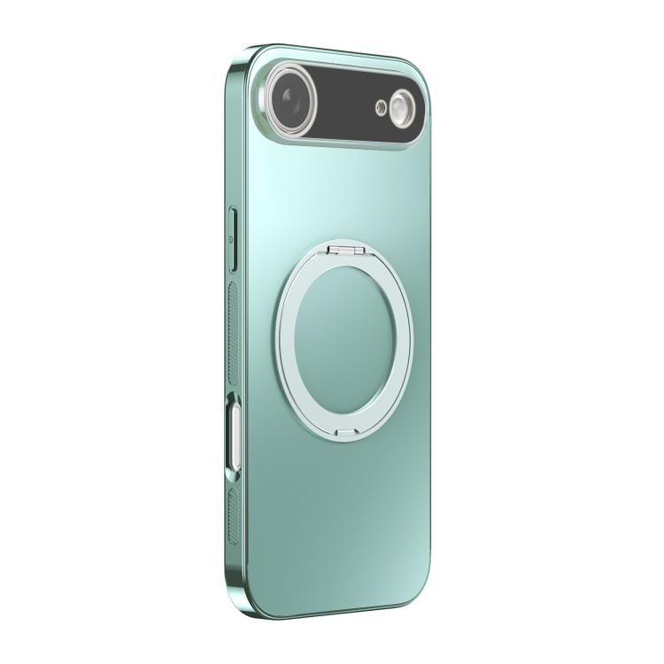 For iPhone Air 360 Degree Rotating Holder MagSafe Electroplated Phone Case with Lens Cover(Light Green)