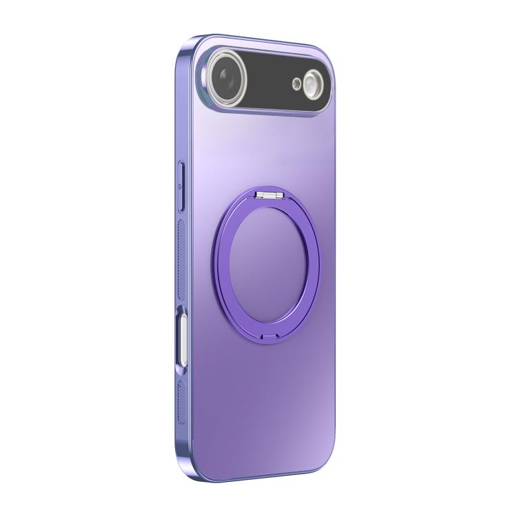 For iPhone Air 360 Degree Rotating Holder MagSafe Electroplated Phone Case with Lens Cover(Light Purple)
