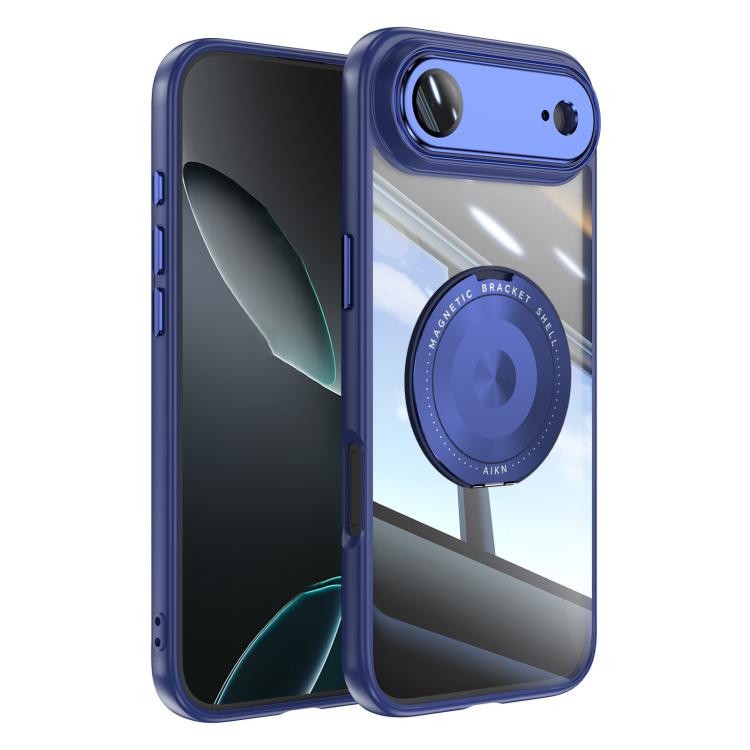 For iPhone Air 360 Holder Magsafe Acrylic Hybrid TPU Phone Case(Blue)