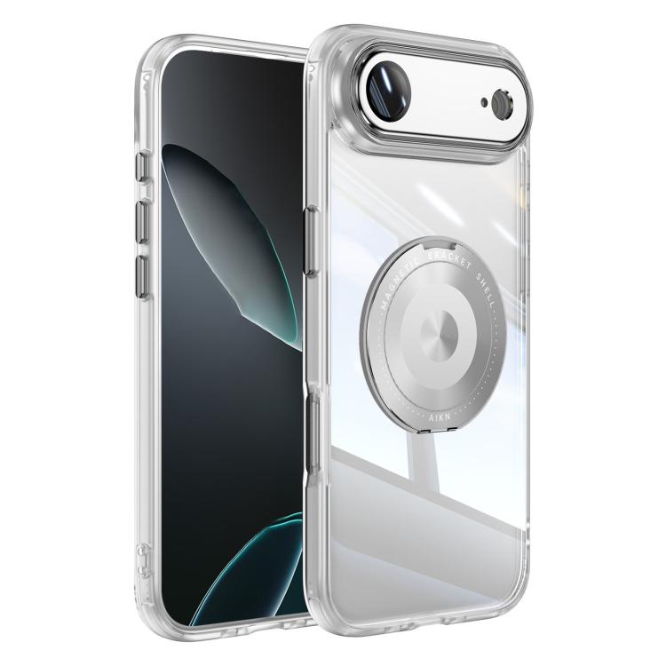 For iPhone Air 360 Holder Magsafe Acrylic Hybrid TPU Phone Case(Frosted White)
