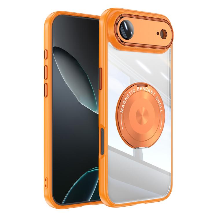 For iPhone Air 360 Holder Magsafe Acrylic Hybrid TPU Phone Case(Orange)