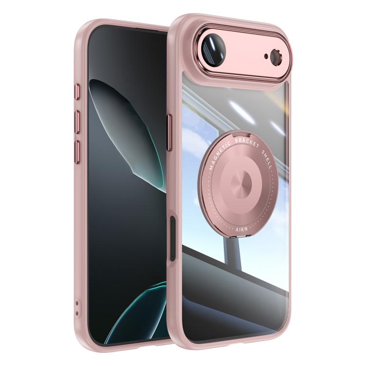 For iPhone Air 360 Holder Magsafe Acrylic Hybrid TPU Phone Case(Pink)