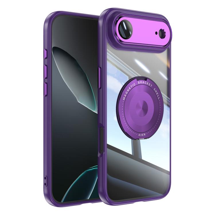For iPhone Air 360 Holder Magsafe Acrylic Hybrid TPU Phone Case(Purple)