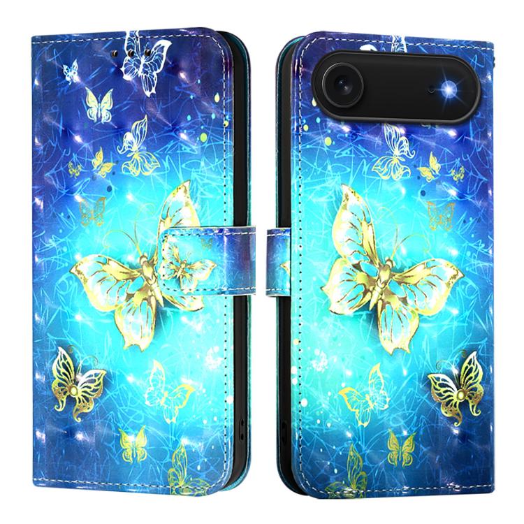For iPhone Air 3D Painting Horizontal Flip Leather Phone Case(Golden Butterfly)