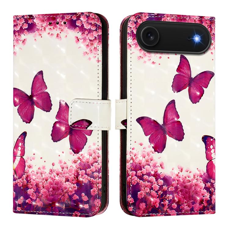 For iPhone Air 3D Painting Horizontal Flip Leather Phone Case(Rose Butterfly)