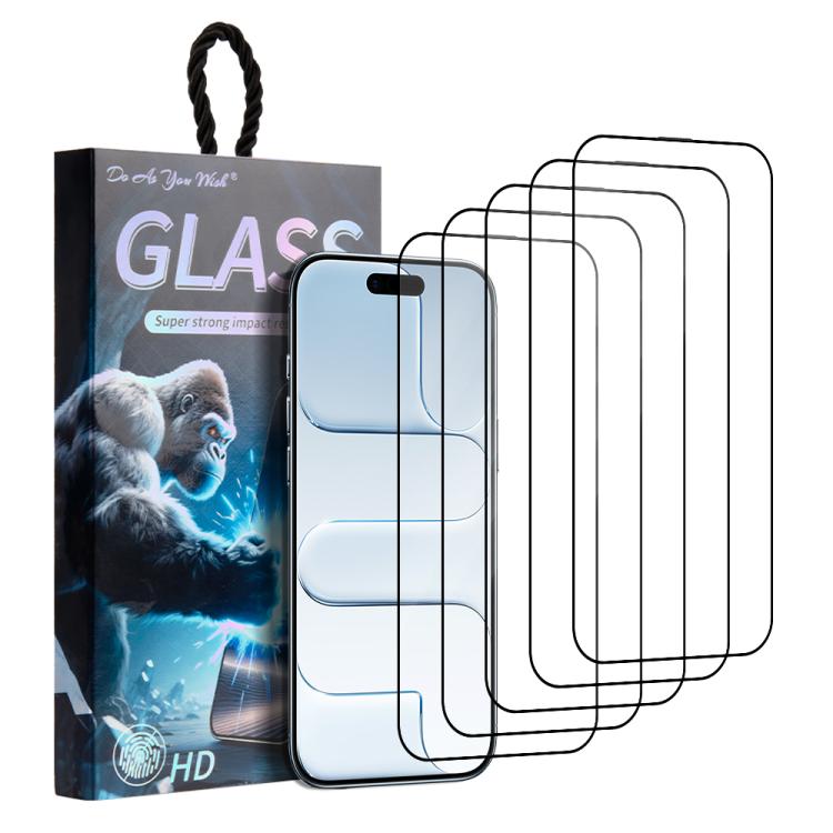 For iPhone Air 5pcs / Pack Do As You Wish Silk Screen Printed HD Tempered Glass Film(Black)