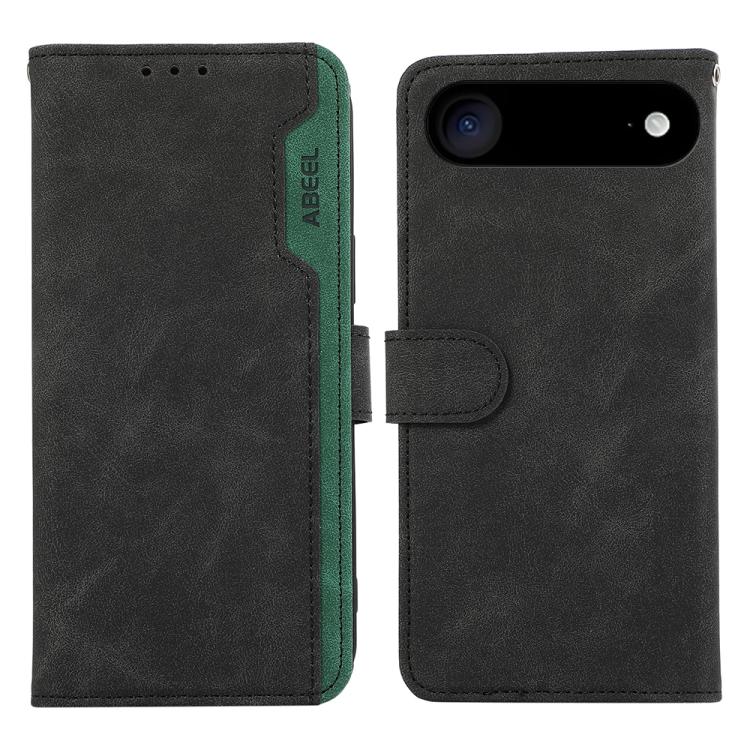 For iPhone Air ABEEL Color Block Magnetic RFID Leather Phone Case(Black-Green)