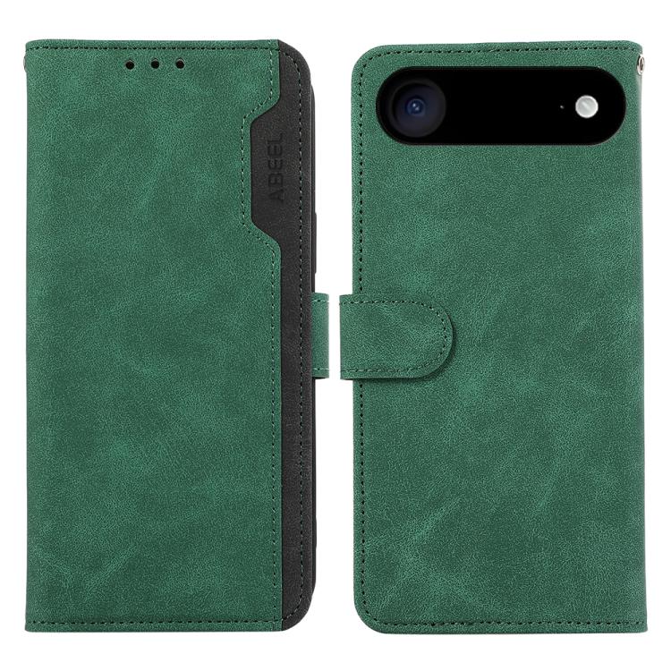 For iPhone Air ABEEL Color Block Magnetic RFID Leather Phone Case(Green-Black)