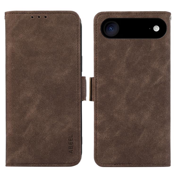 For iPhone Air ABEEL Frosted Magnetic RFID Leather Phone Case(Brown)