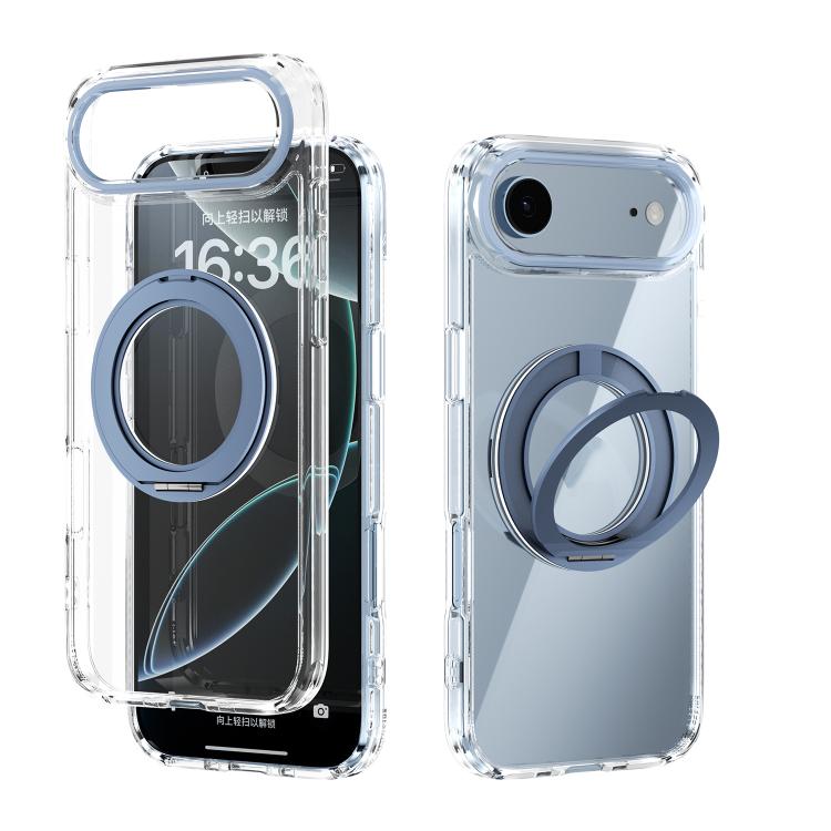 For iPhone Air ABEEL MagSafe Q-LUCK Pivot Bracket Transparent Phone Case(Light Blue)