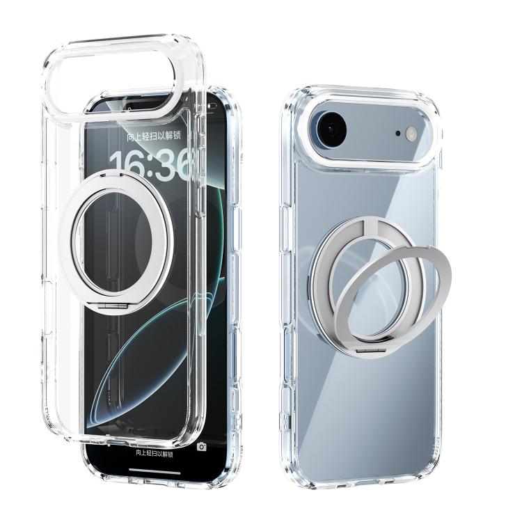 For iPhone Air ABEEL MagSafe Q-LUCK Pivot Bracket Transparent Phone Case(White)