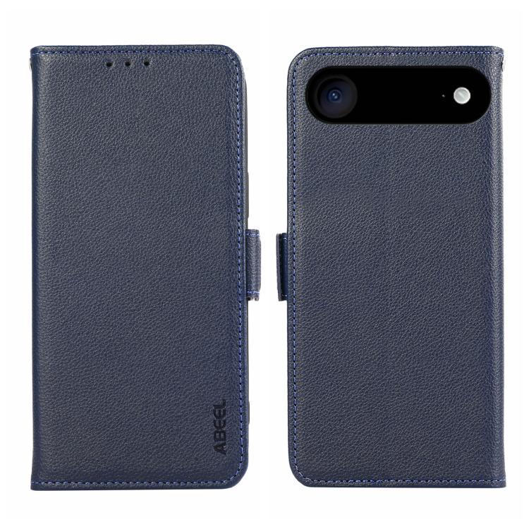 For iPhone Air ABEEL Side-Magnetic Litchi Pattern Leather RFID Phone Case(Blue)
