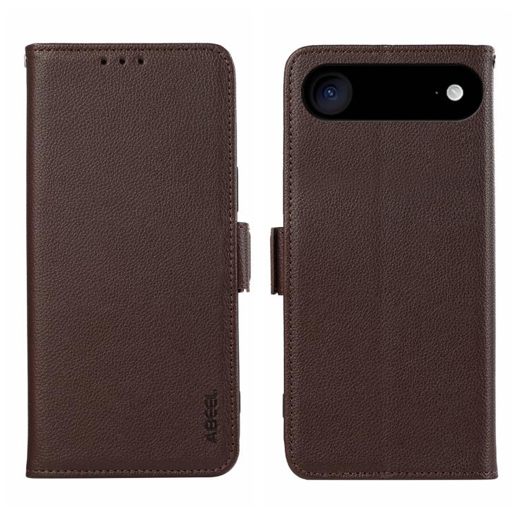 For iPhone Air ABEEL Side-Magnetic Litchi Pattern Leather RFID Phone Case(Brown)
